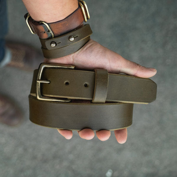 Vintage Green Handmade Men's Belt