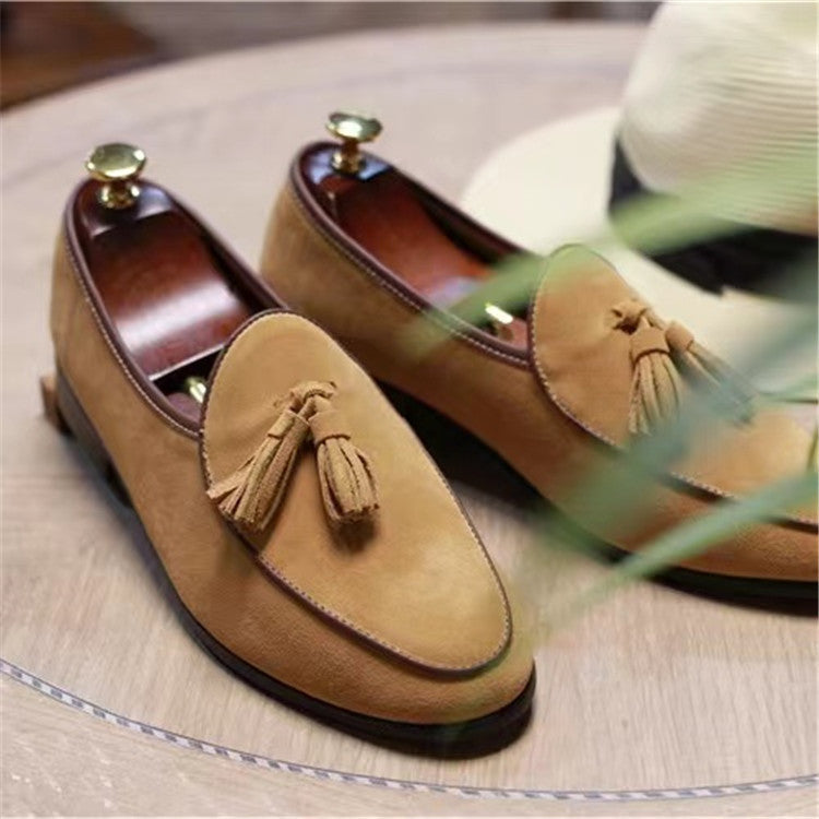 Italian fashion retro British pea shoes fringed loafers