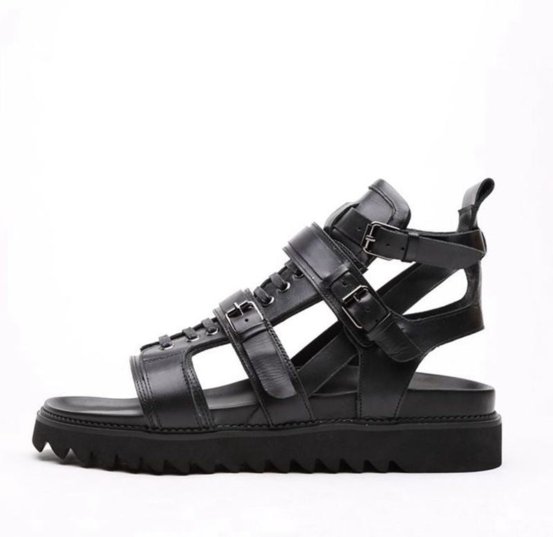 New Men's Sandals High Top Leather Roman Sandals