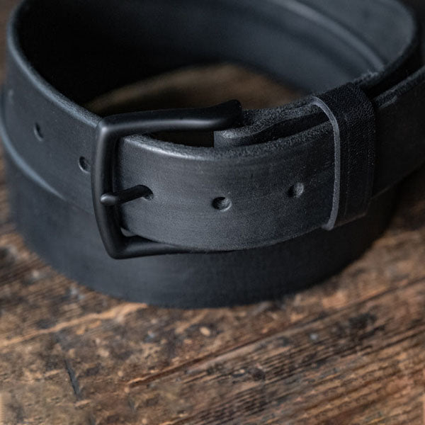 Pure Black Belt Buckle Men's Leather Belt