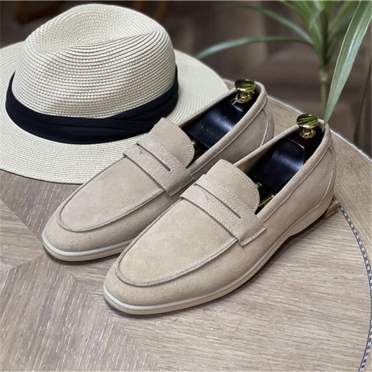 all-match suede loafers casual slip-on shoes