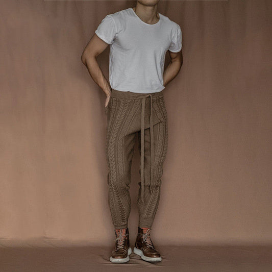 2022 New Pants Ninth Pants Small Foot Knit Casual Brown Pants