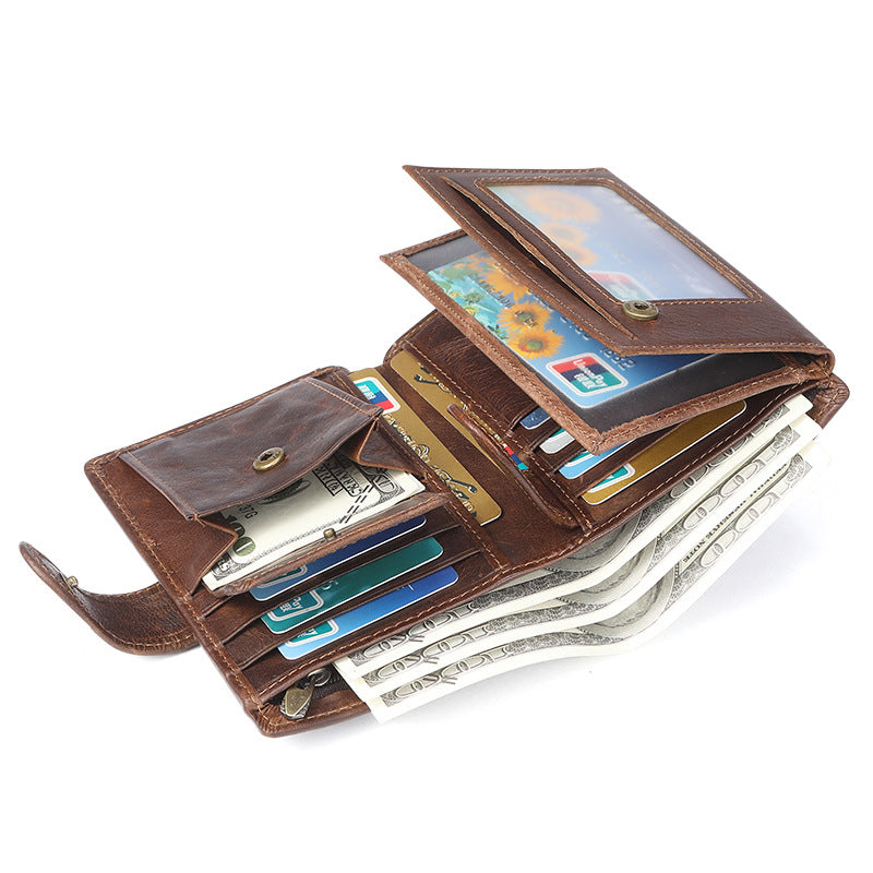 Multi-card slot casual retro leather wallet large capacity clutch bag coin purse（4colors）