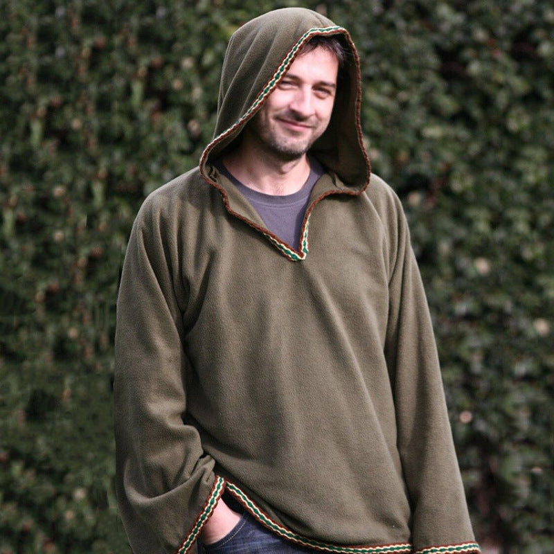 Hooded Loose Long Sleeve Jacket Green Sweatshirt