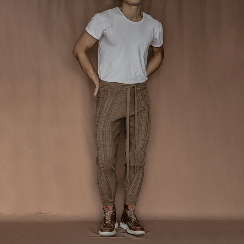 2022 New Pants Ninth Pants Small Foot Knit Casual Brown Pants