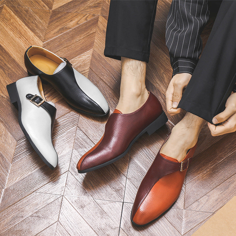 Fashion Monk shoes color matching business formal leather shoes