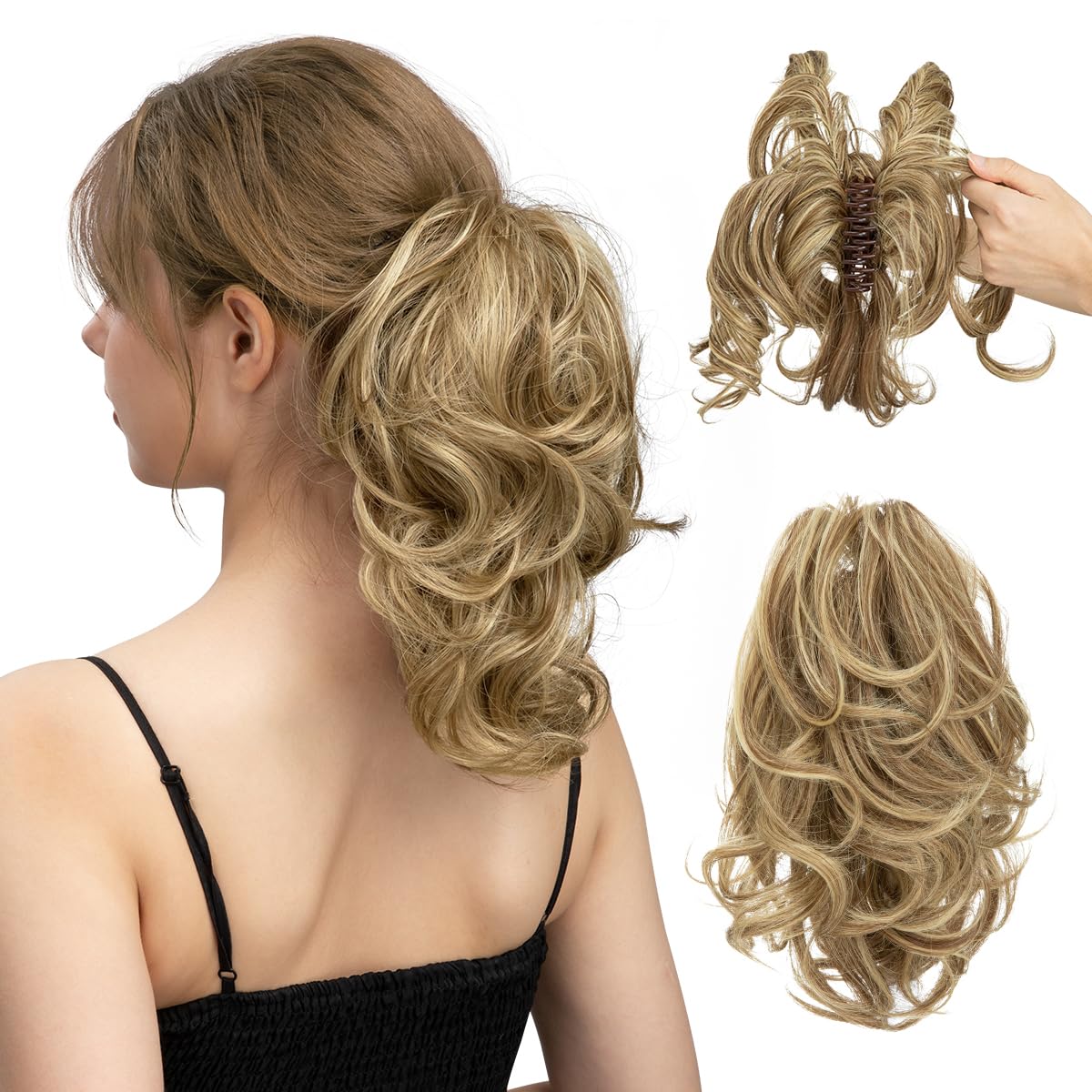 Women's Short Curly Ponytail Wig Clips 1924121007