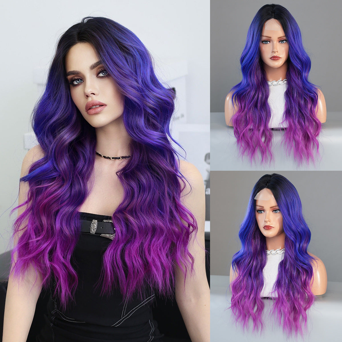 Gradient wave long rolled lace wig 1024121315