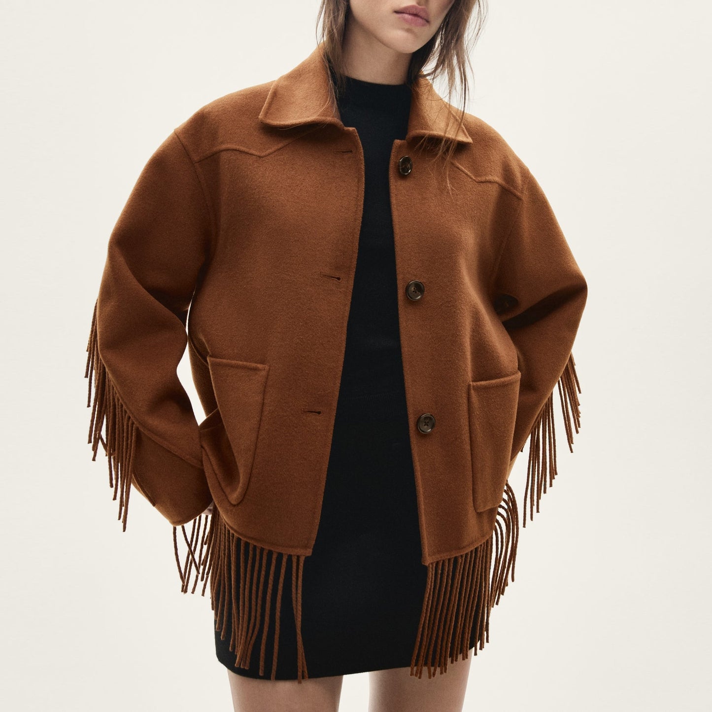 Fringed wool-blend jacket 1024112907