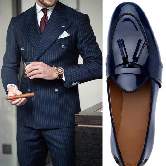 Navy Glossy Tassel Loafer