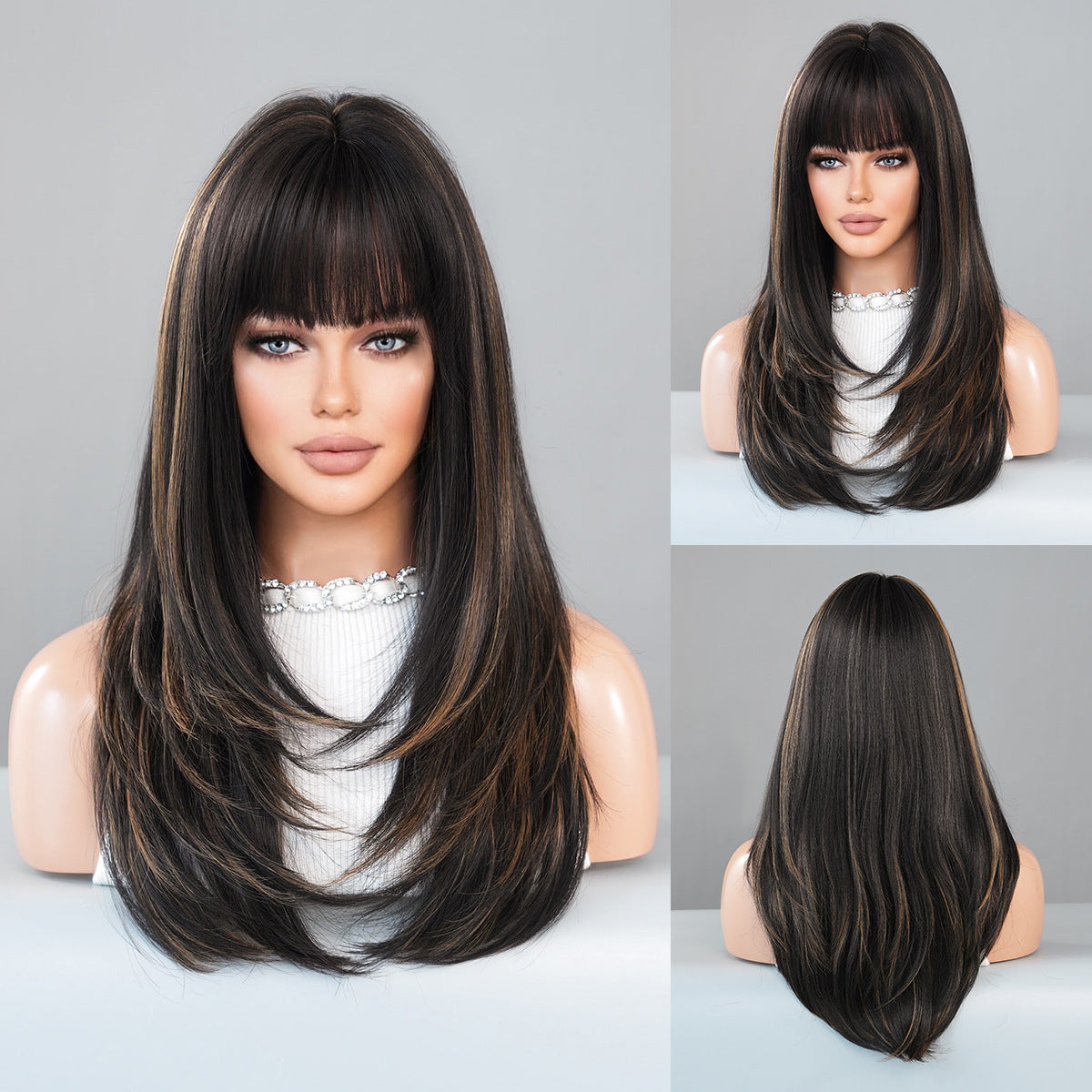 Women's fashionable long straight wig 1024121314