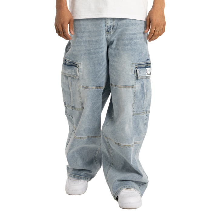 Men's Heavyweight Baggy Fit Denim Cargo Pant 1024120210