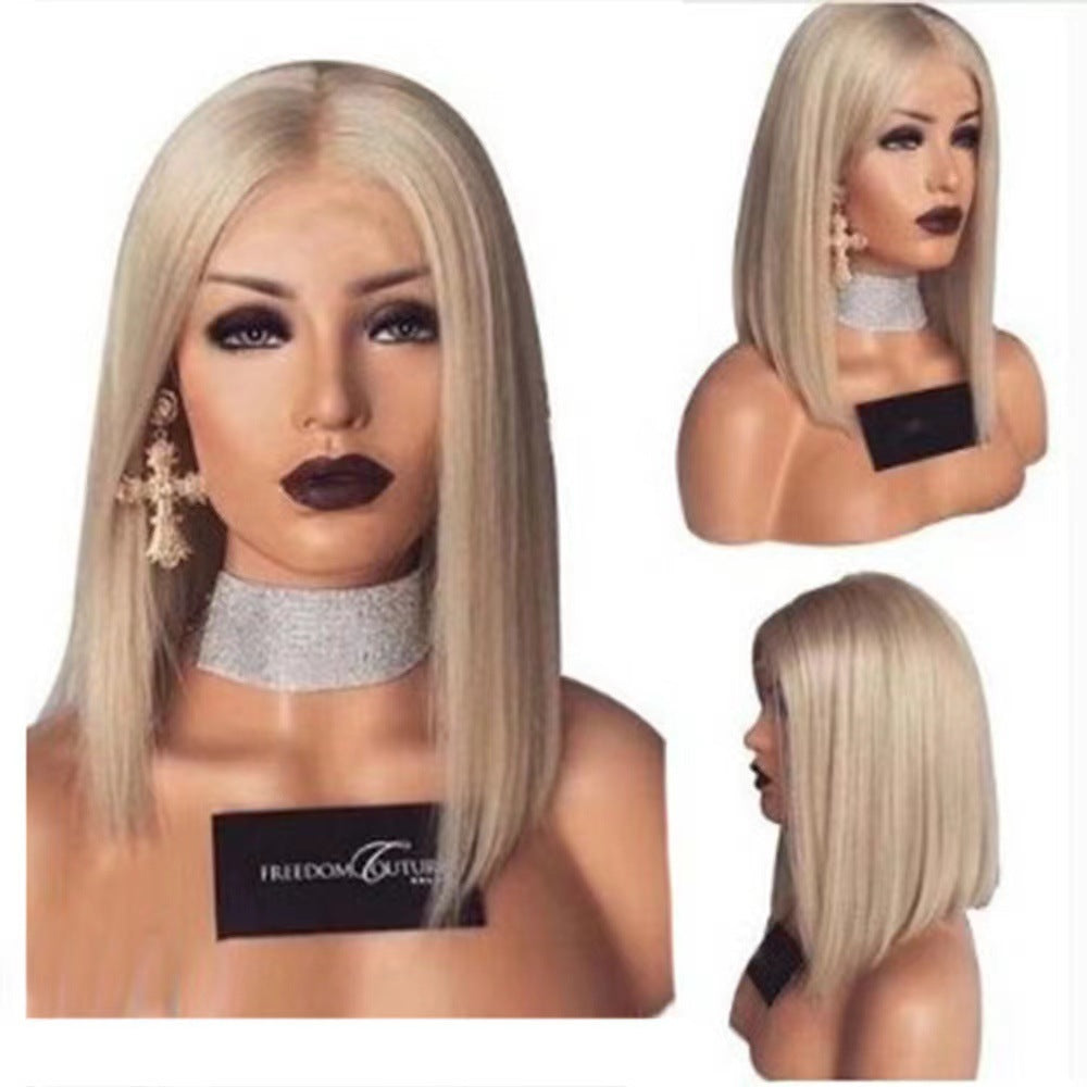 Wig Female Black Short Straight Hair Middle Split Bobo Head 1024121103