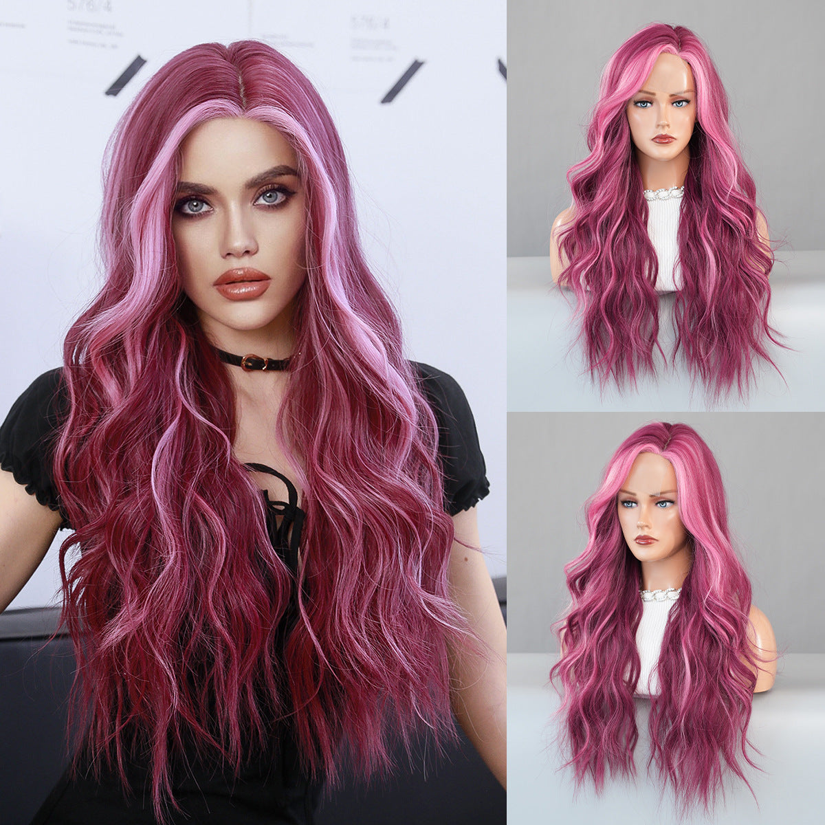 Gradient wave long rolled lace wig 1024121315