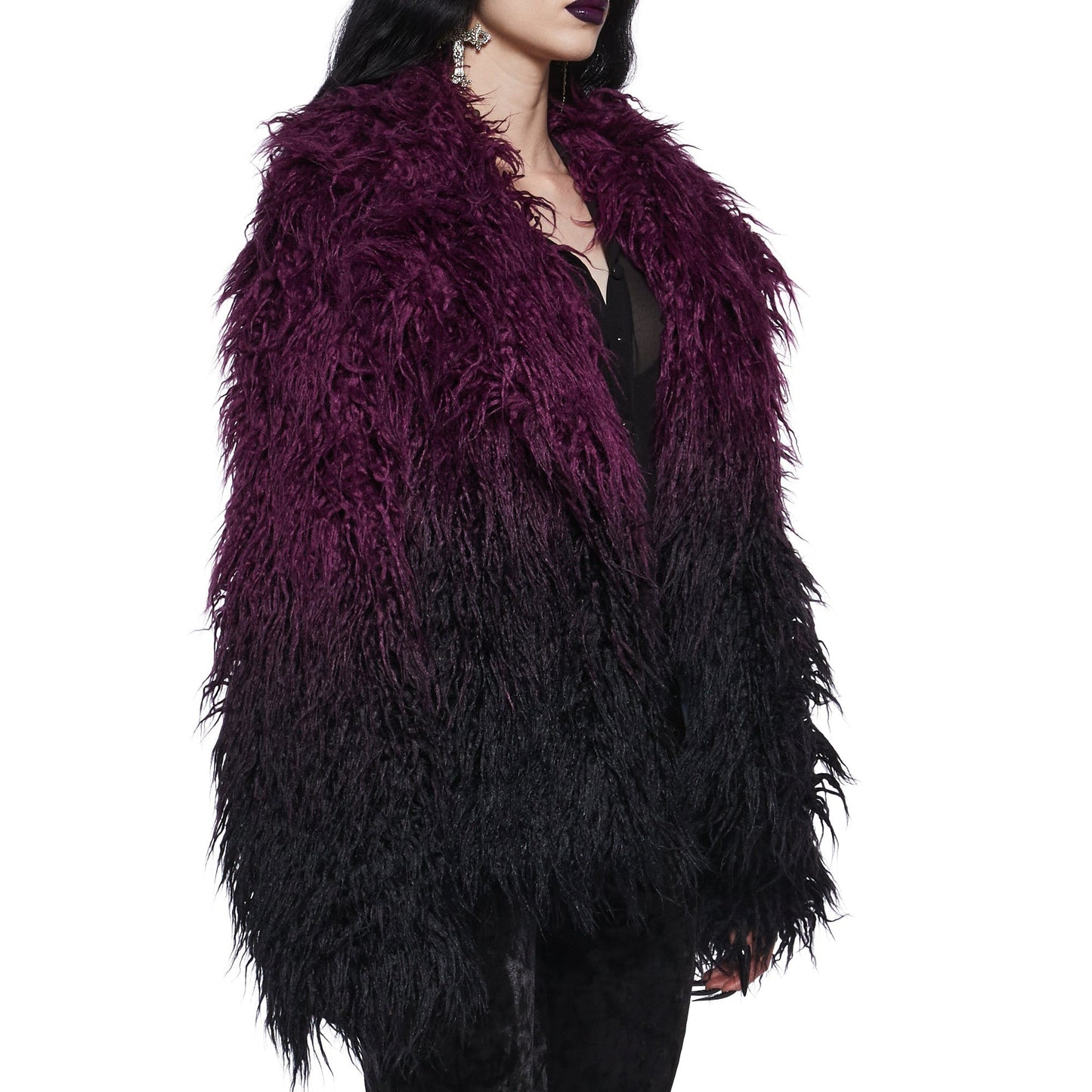 Luxury purple plush coat jacket 1024112508