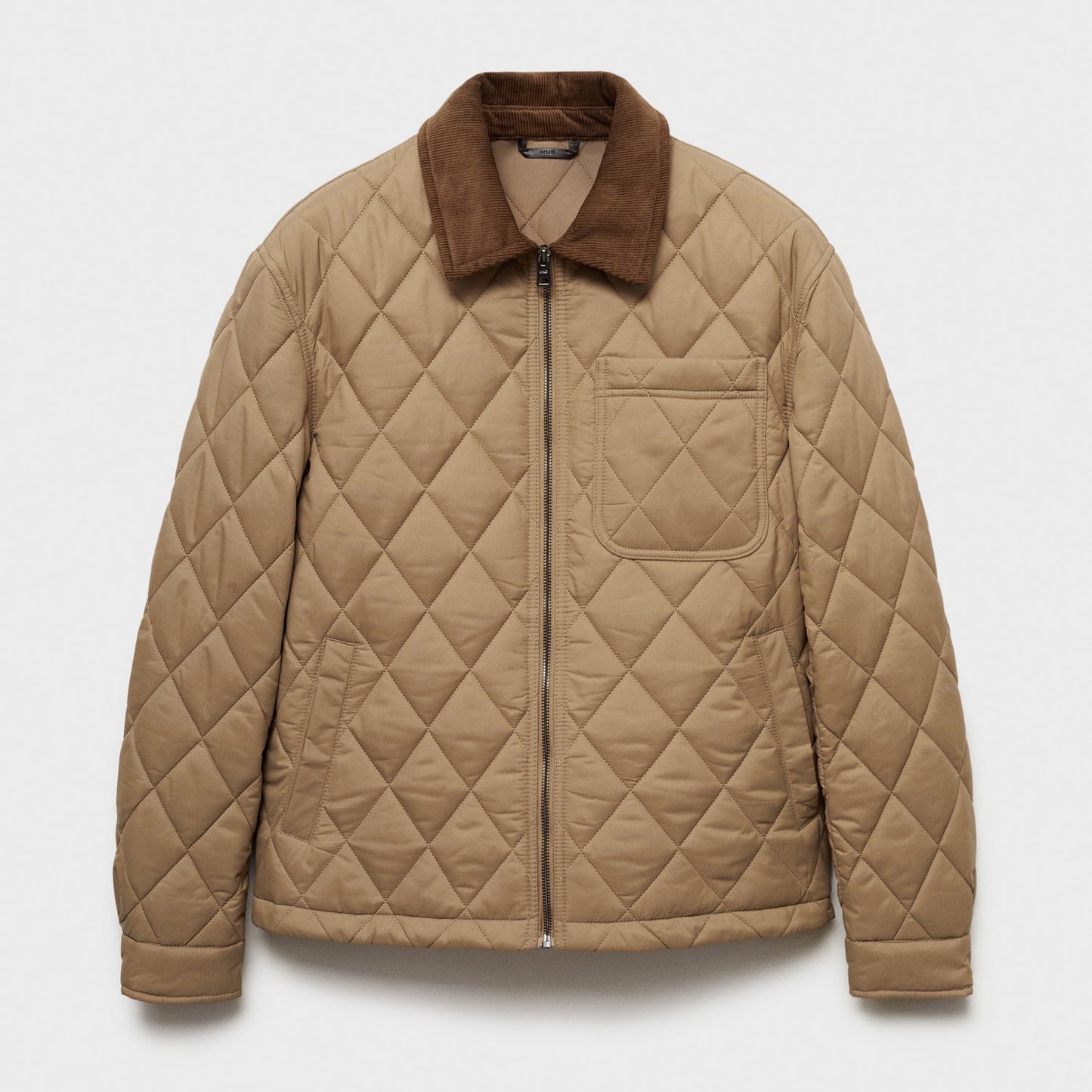 Quilted jacket with corduroy collar 1024112926