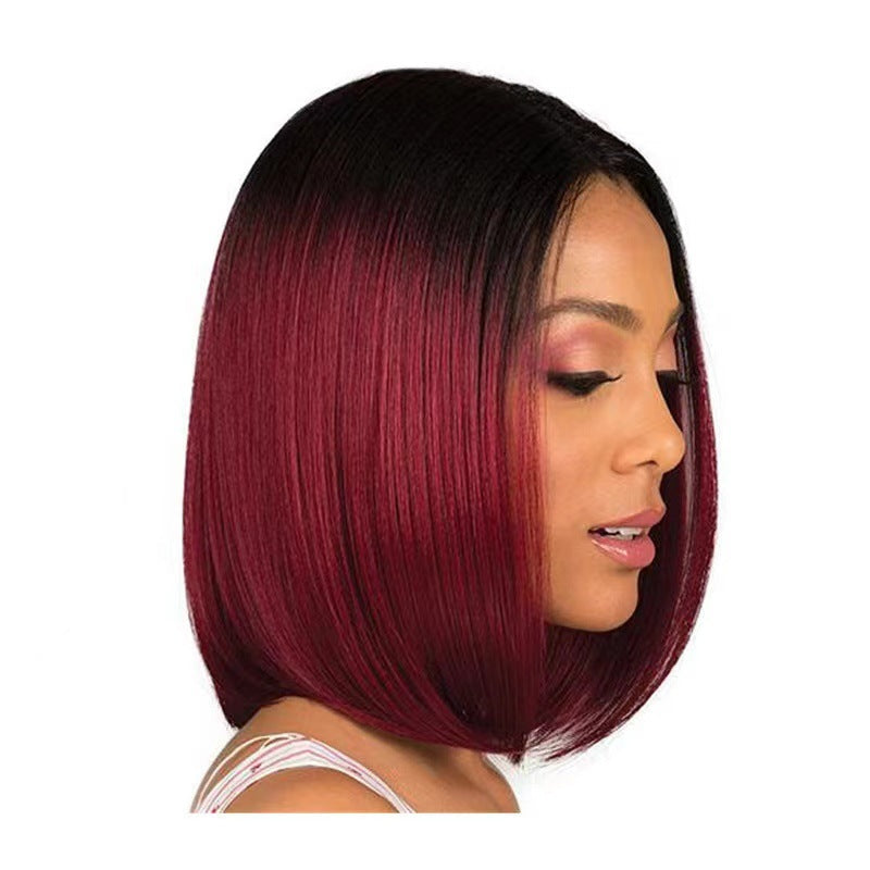 Wig women short straight hair center parting 1924121003