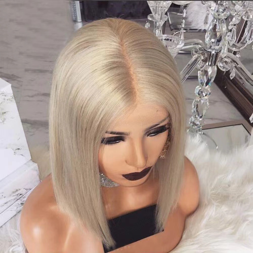 Wig Female Black Short Straight Hair Middle Split Bobo Head 1024121103