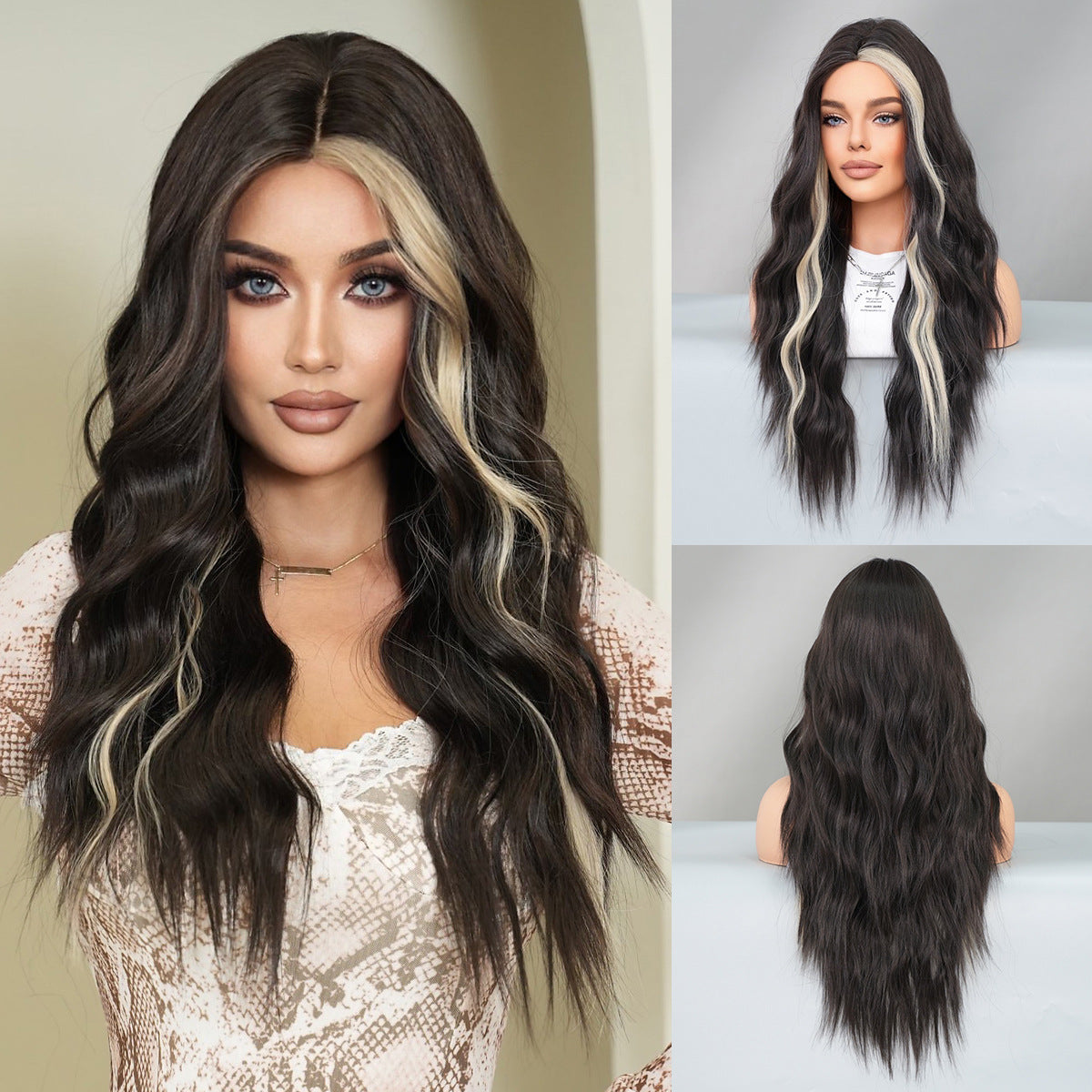 Fashion women's mid cut dyed long curly hair wig 1024121310