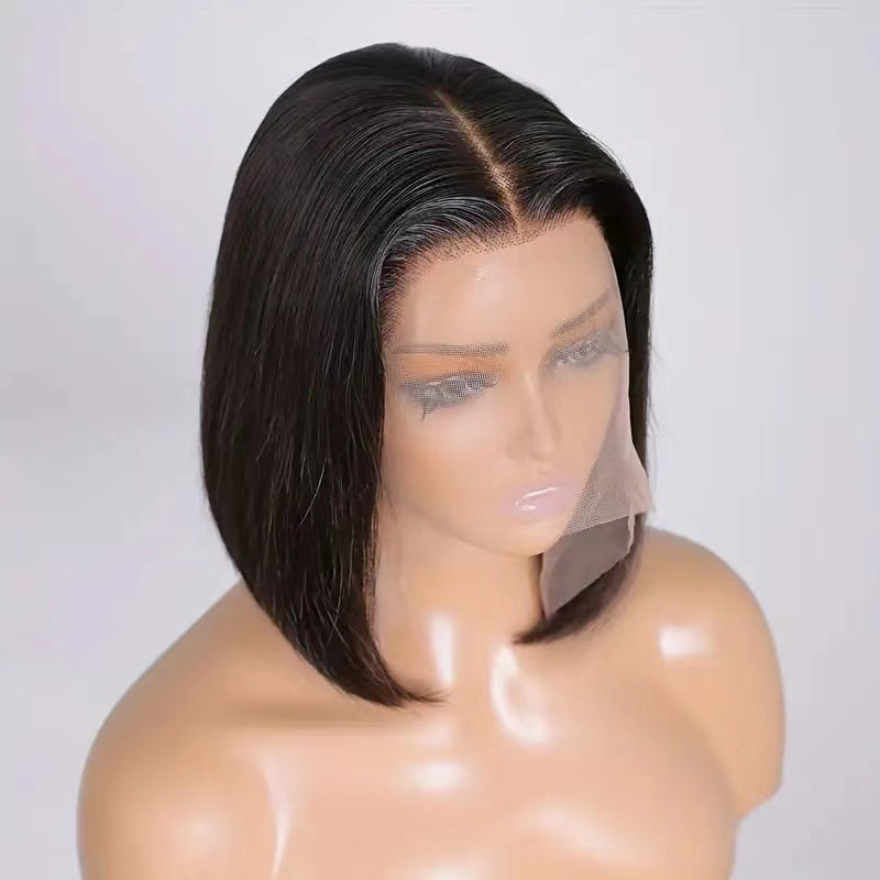 Wig Female Black Short Straight Hair Middle Split Bobo Head 1024121103