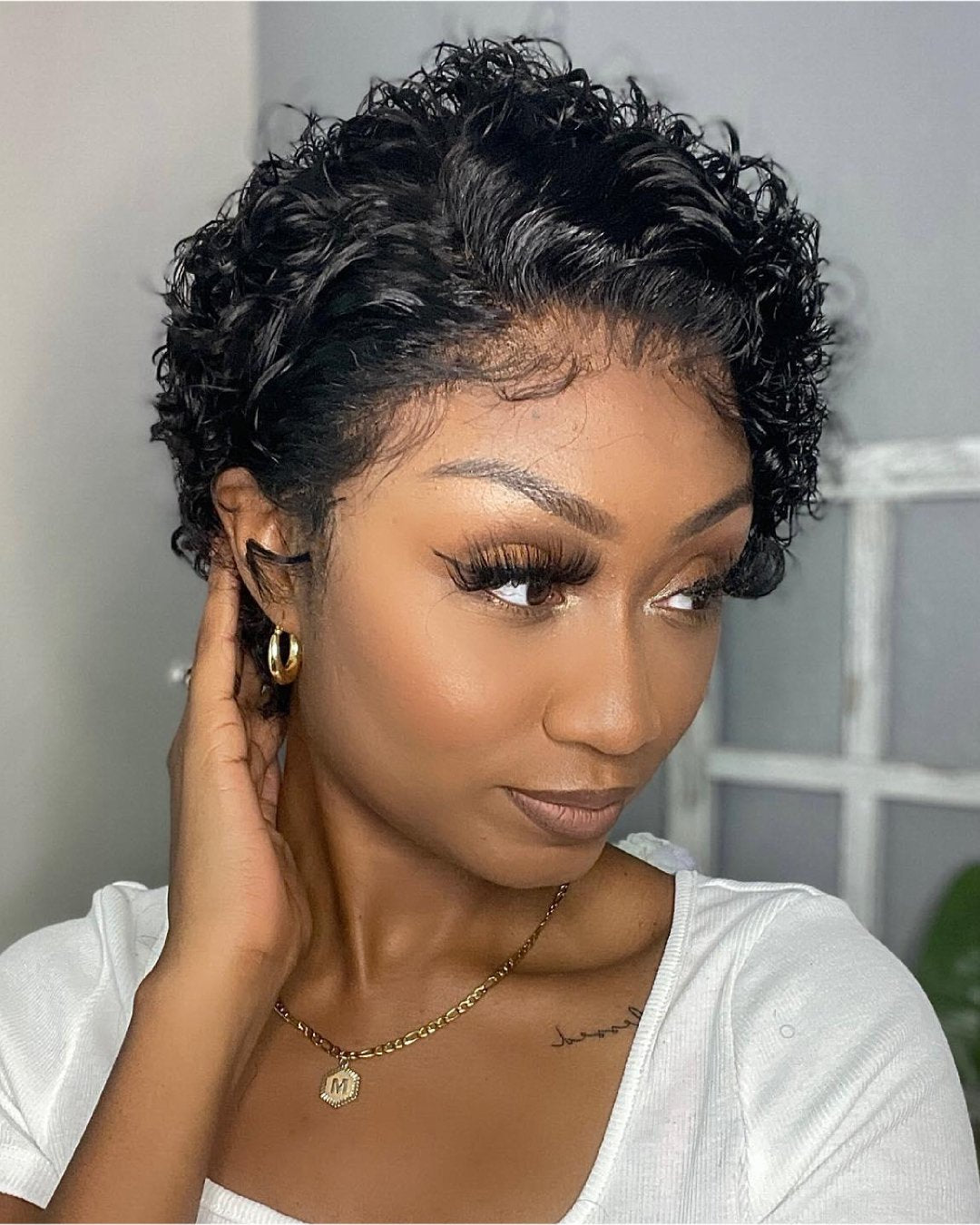 13x2 Lace Frontal Short Curly Pixie Cut Wig