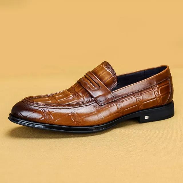 Men's patterned bean shoes pedal casual shoes leather business dress pointy loafers