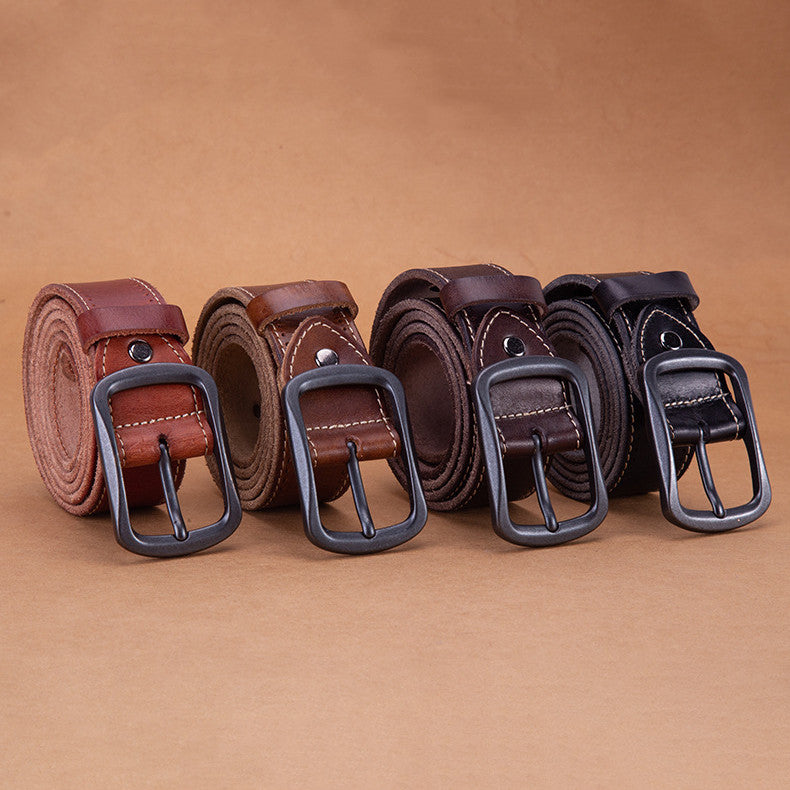 New men's belt top layer cowhide trousers belt alloy sun buckle