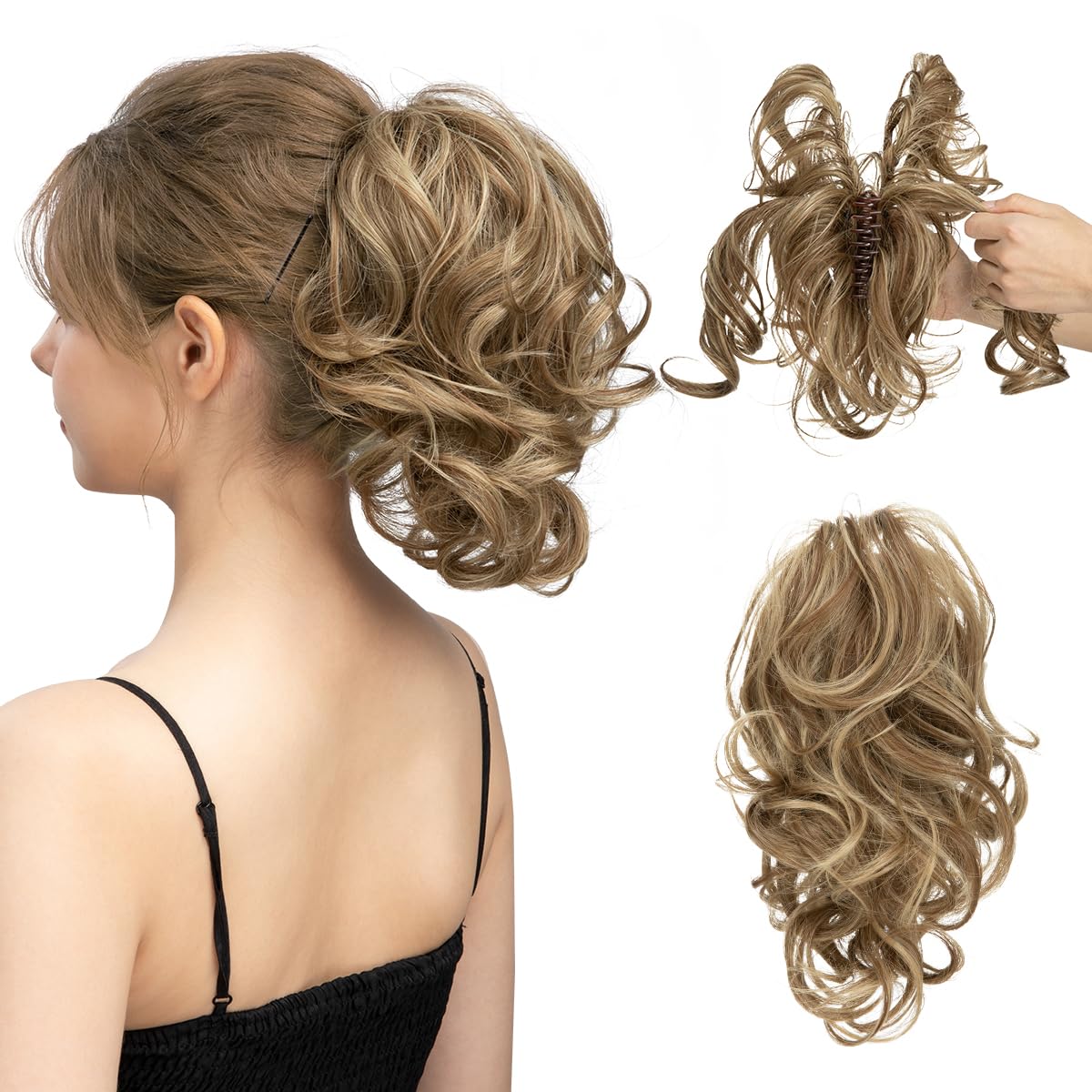 Women's Short Curly Ponytail Wig Clips 1924121007