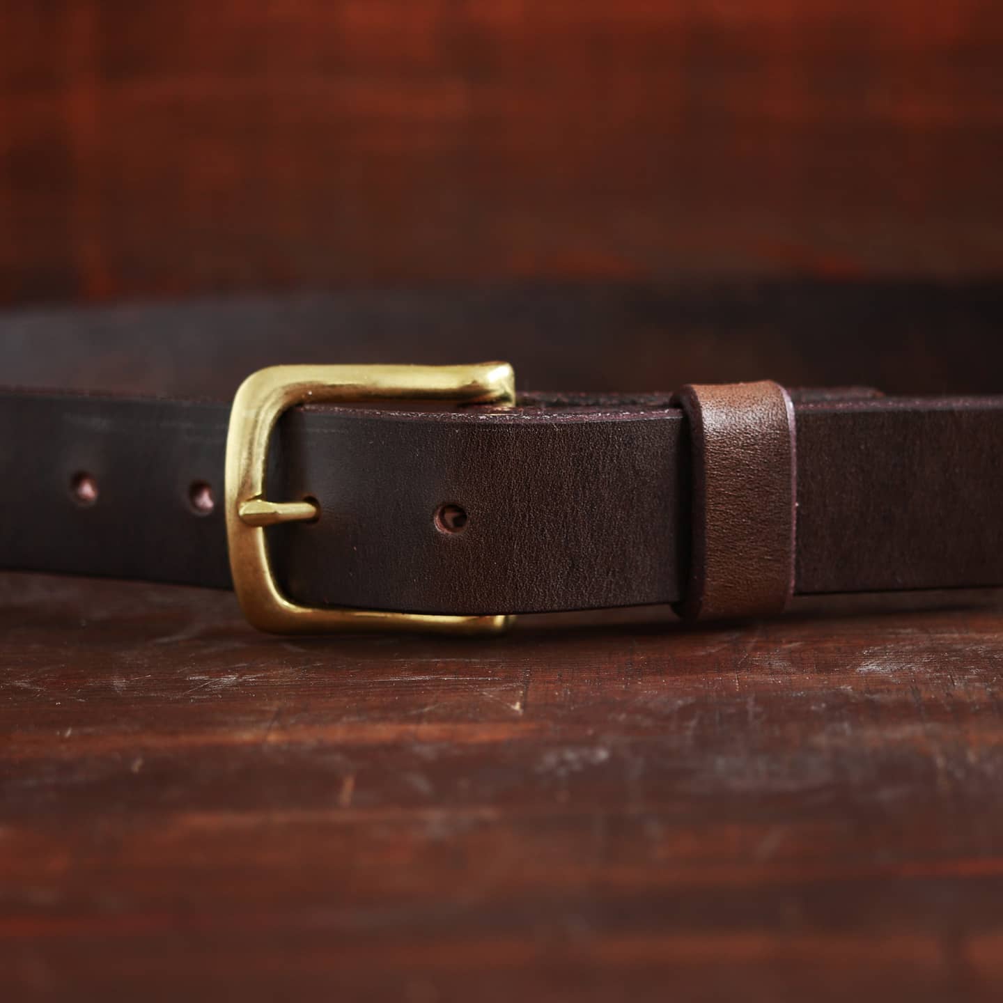 Dark Brown Metal Buckle Handmade Vintage Men's Belt