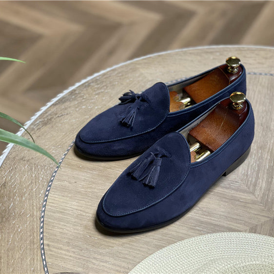 Italian fashion retro British pea shoes fringed loafers