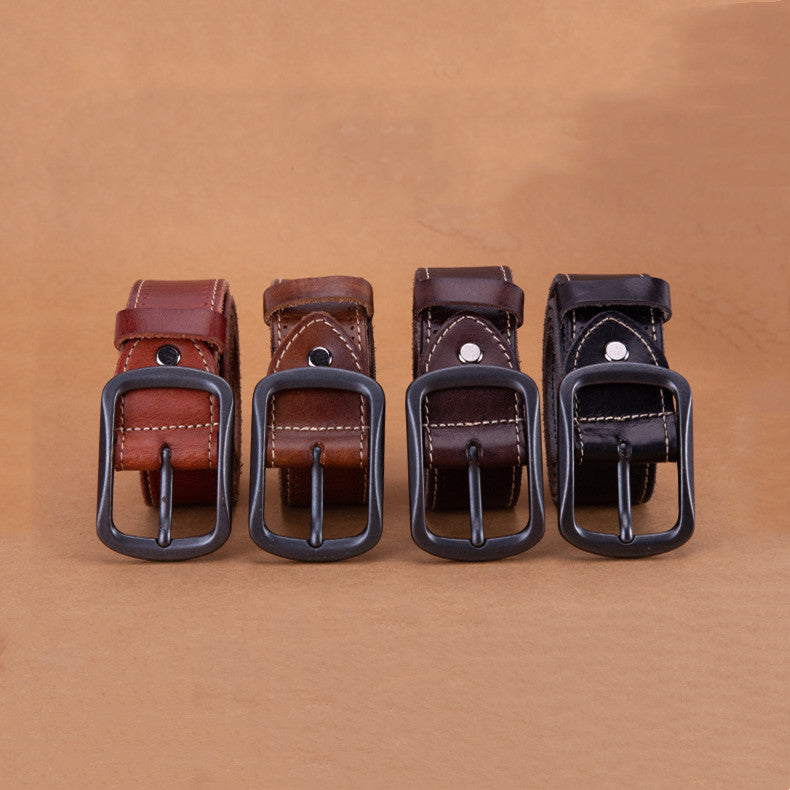 New men's belt top layer cowhide trousers belt alloy sun buckle