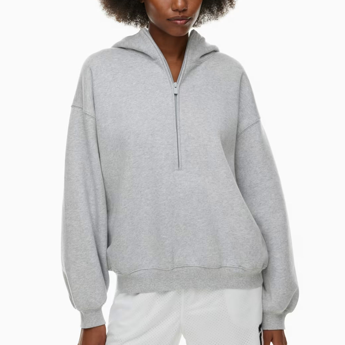 Cozy Fleece Mega Drop Shoulder 1/2 Zip Hoodie 1024112019