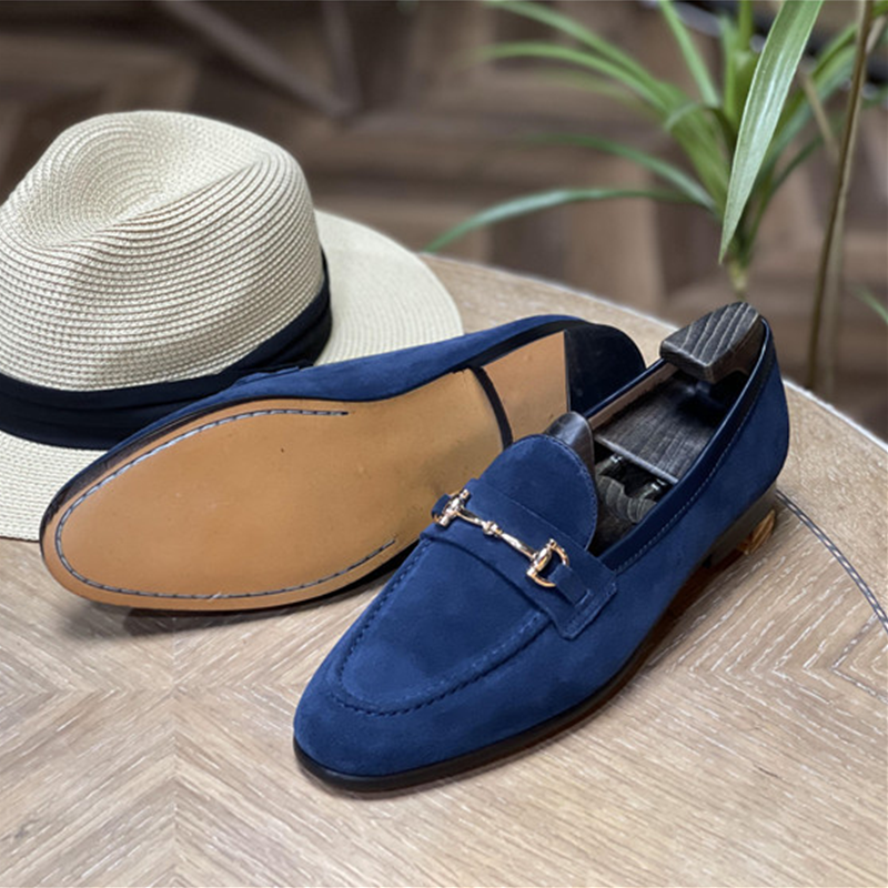 Fashion Double Buckle Classic Suede Business Loafers Slip-On Shoes