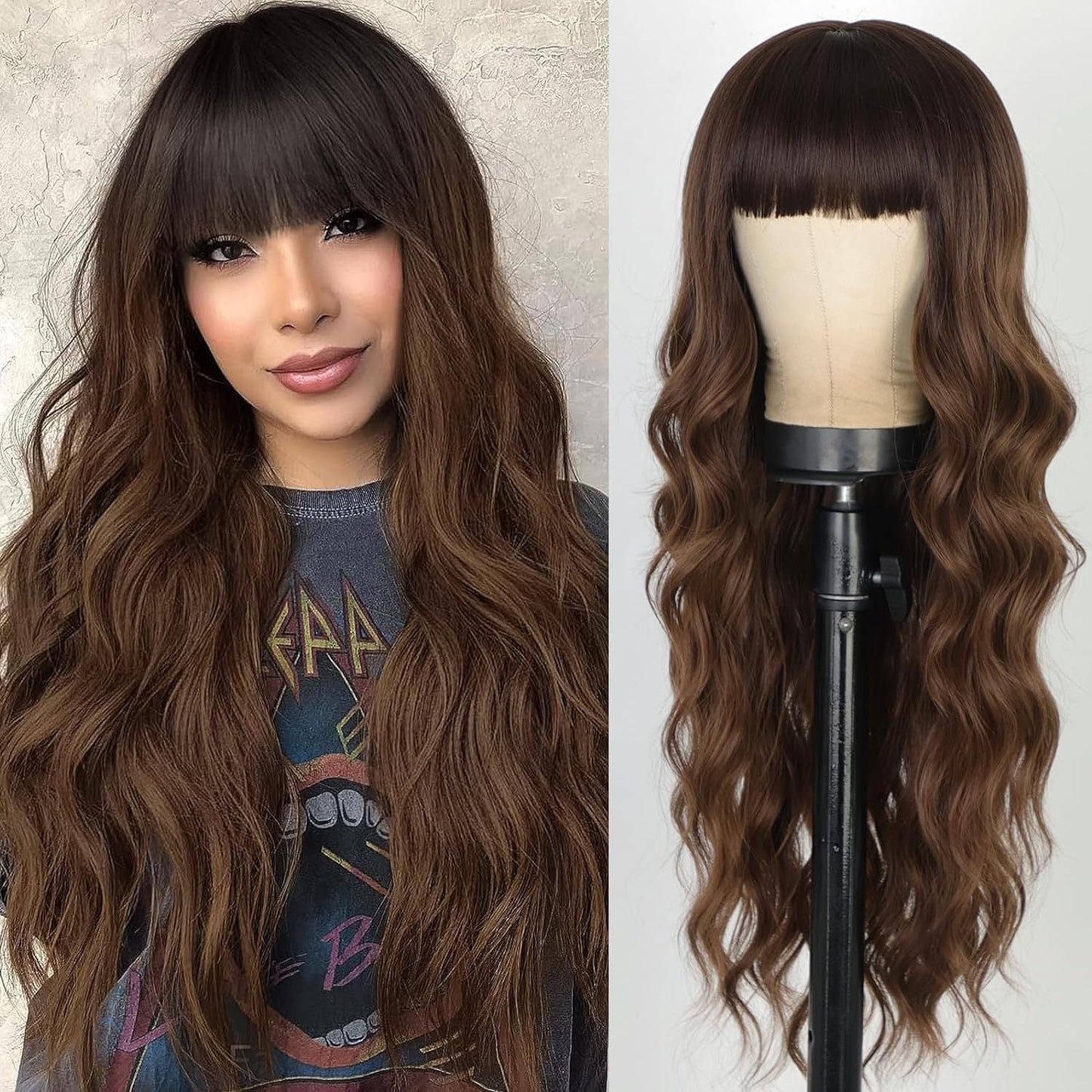 Long gradient color wig with bangs 1924121102