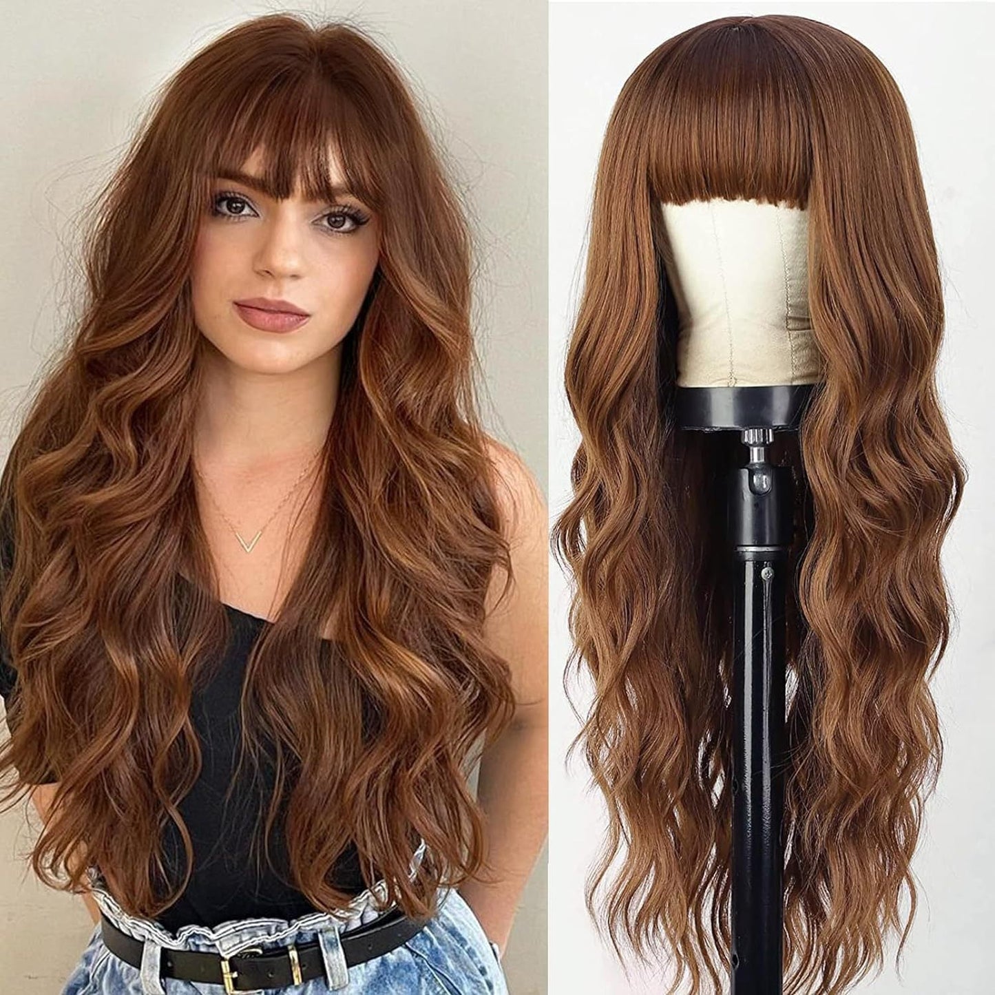 Long gradient color wig with bangs 1924121102