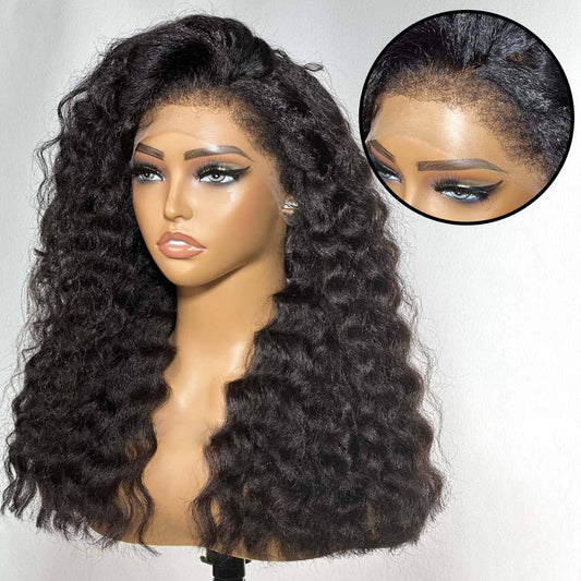 Fluffy Wand Curls With 4C Kinky Edges HD Lace Wig