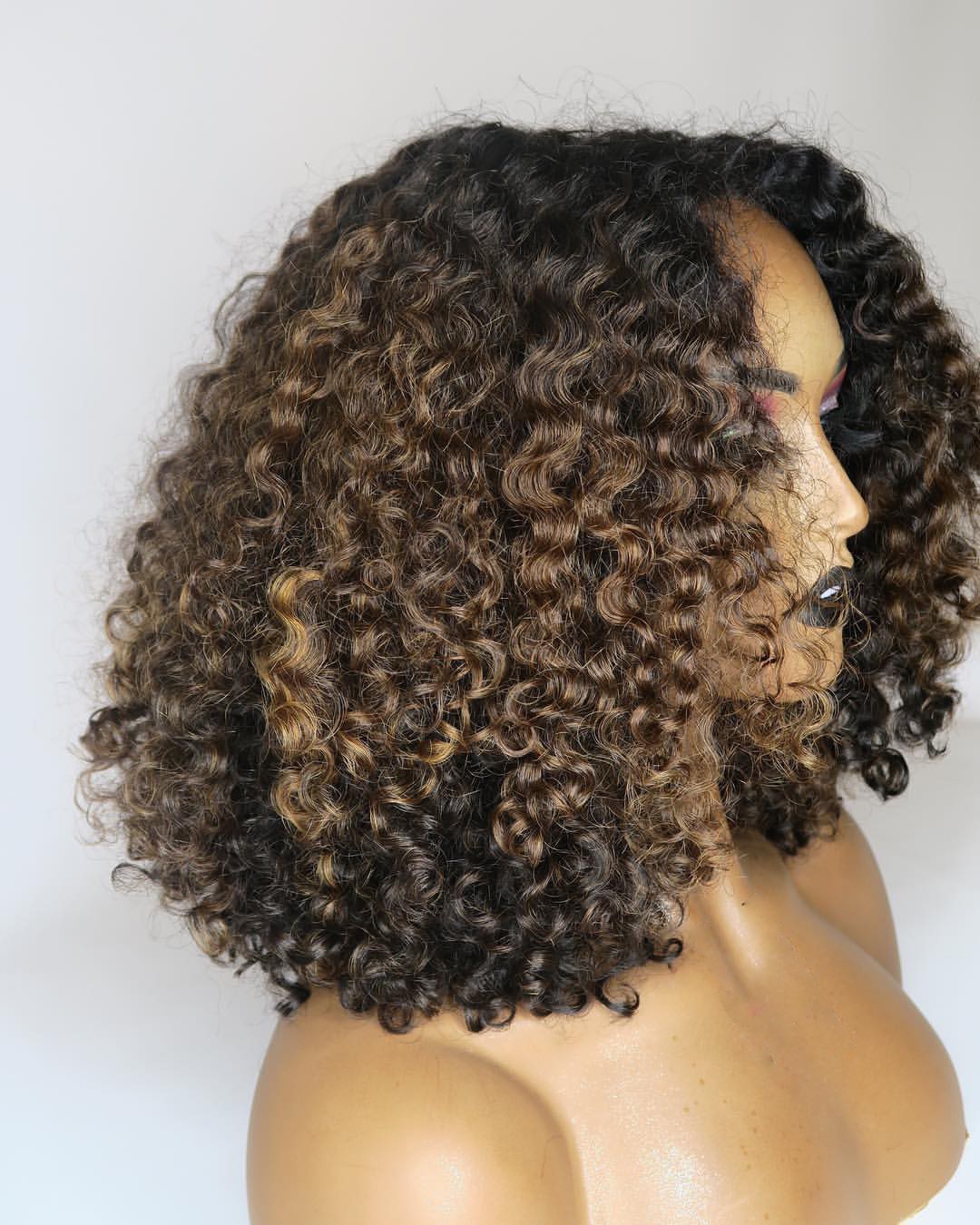 Glueless Black And Brown Ombre Curly Wig