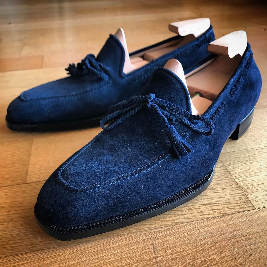 2022 Handmade Suede Men's Tassel Loafers