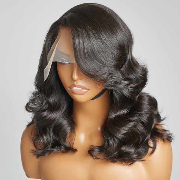 Layered Body Wave With Bangs 5x5 Lace Closure Wig