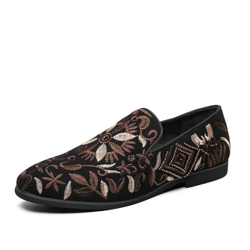 Embroidered men's casual high-end loafers