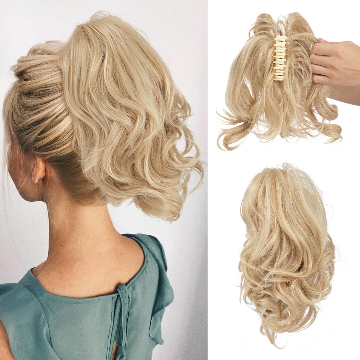 Women's Short Curly Ponytail Wig Clips 1924121007