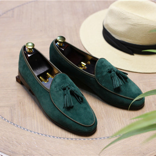 Italian fashion retro British pea shoes fringed loafers