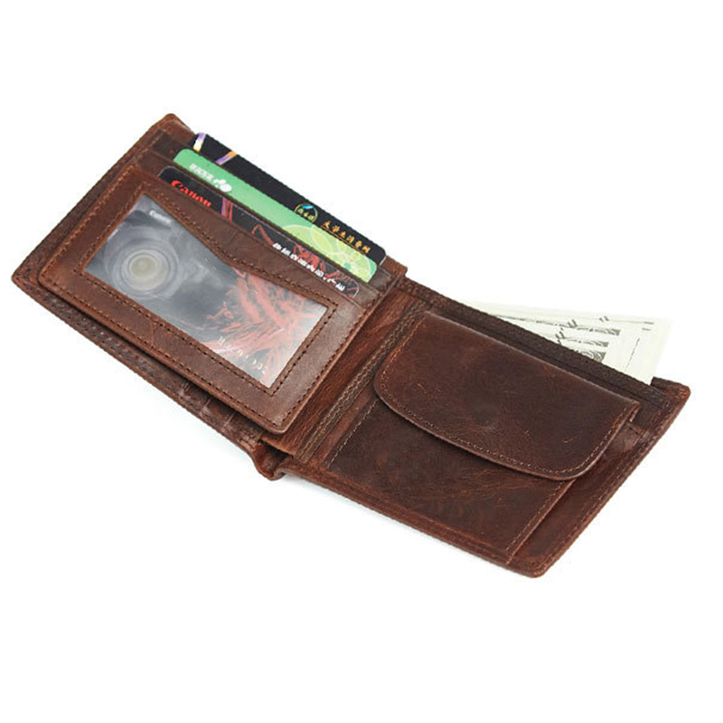 Men's Short Leather Wallet RFID Anti-magnetic Top Layer Leather Wallet