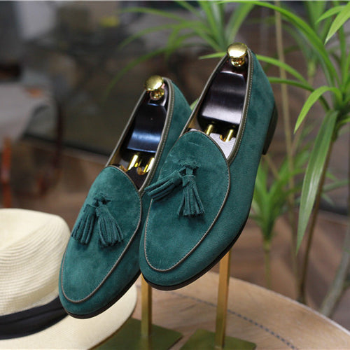 Italian fashion retro British pea shoes fringed loafers