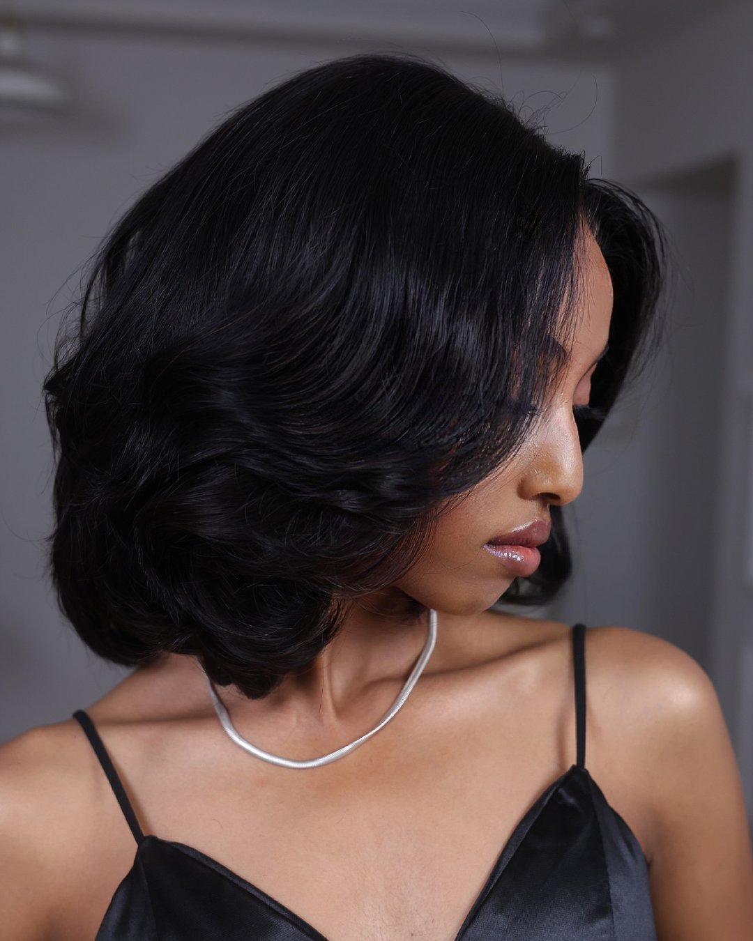 Wear & Go Layered Bouncy Wavy Bob 5x5 Pre Cut Lace Wig