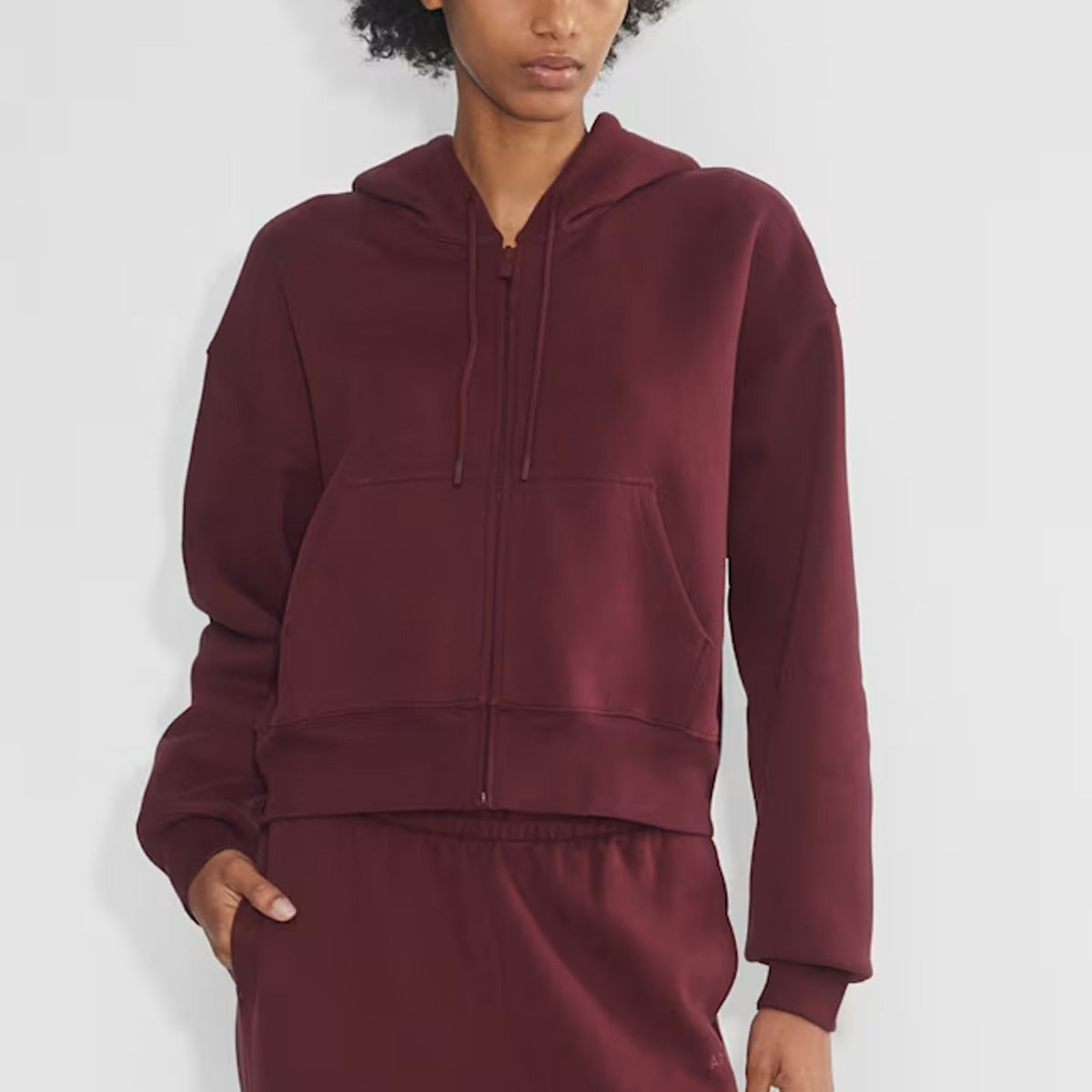 Cozy Fleece Boxy Zip Hoodie 1024112002