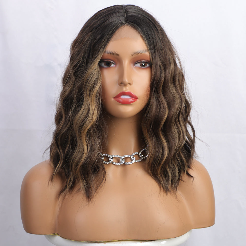 Ladies' front lace wavy short curly hair wigs 1024121005