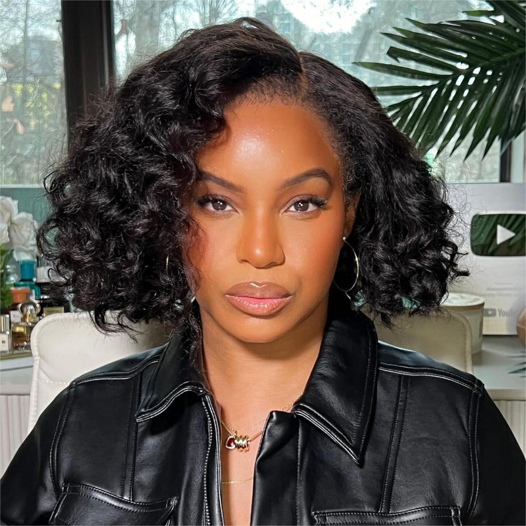 Fluffy Water Wave Kinky Straight Textured HD Lace Front Wig