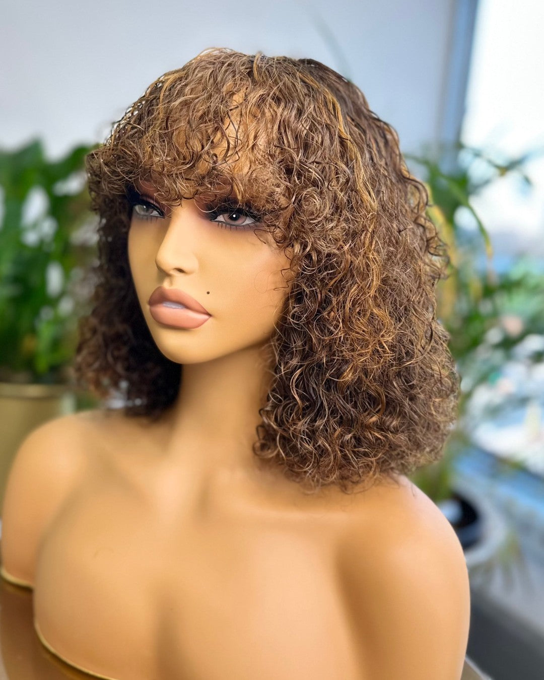 Blonde Highlight Loose Fringe Curly Wig