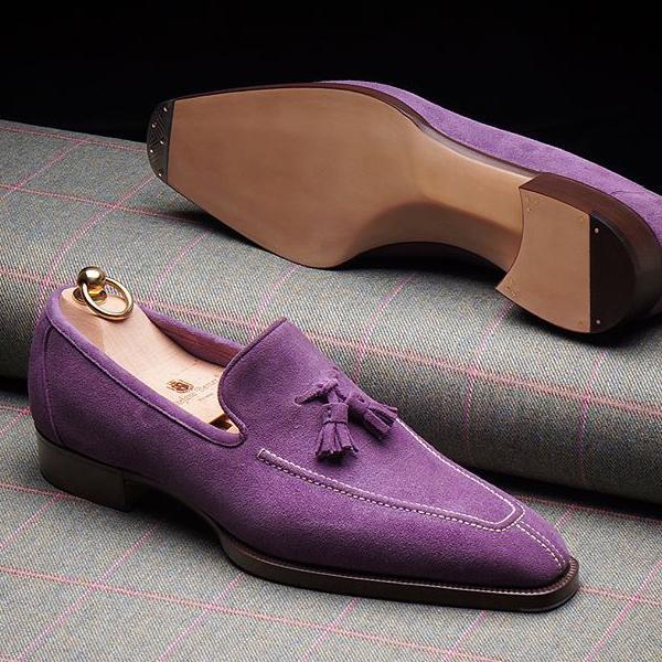 ITALY HANDMADE TASSEL MEN LOAFERS SHOES